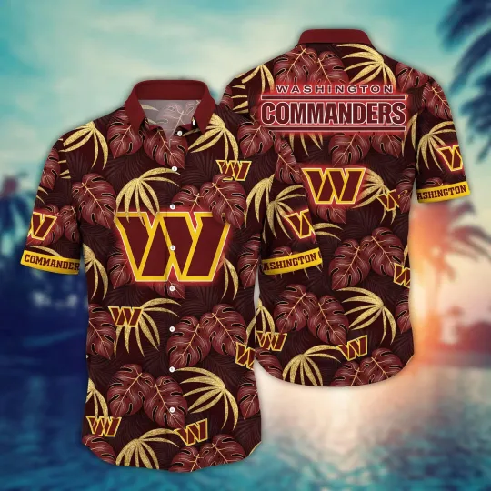 Washington Commanders football Hawaiian Shirt Beach Vibes Aloha Shirt