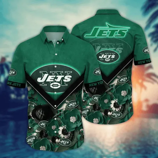 Discover New York Jets Hawaiian Shirt Custom Golden Hour Aloha Shirt