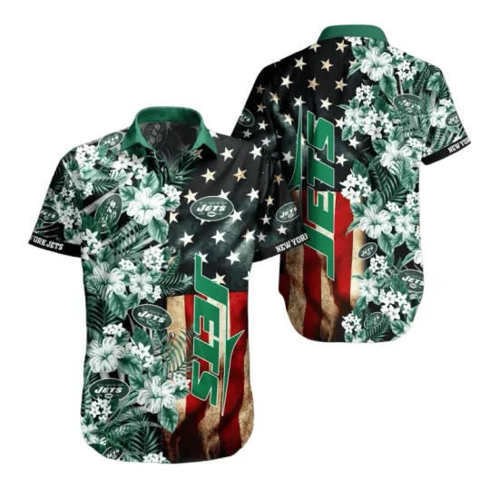 Discover New York Jets Patriotic Floral Hawaiian Shirt