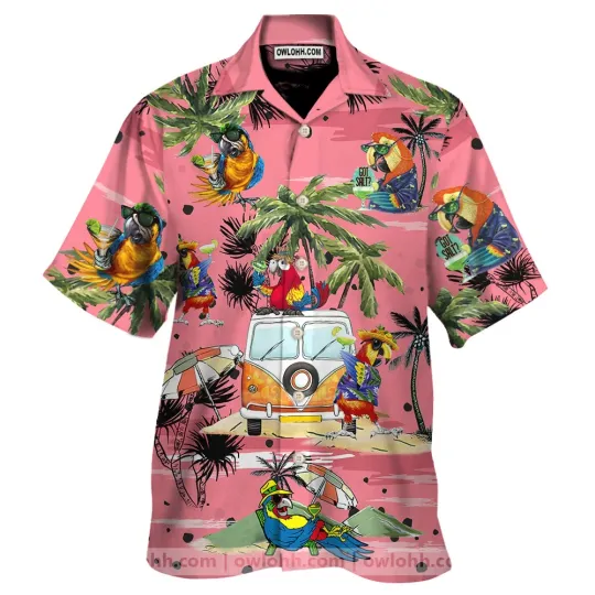 Discover Parrot Beach Pattern Hawaiian Shirt For Men Women