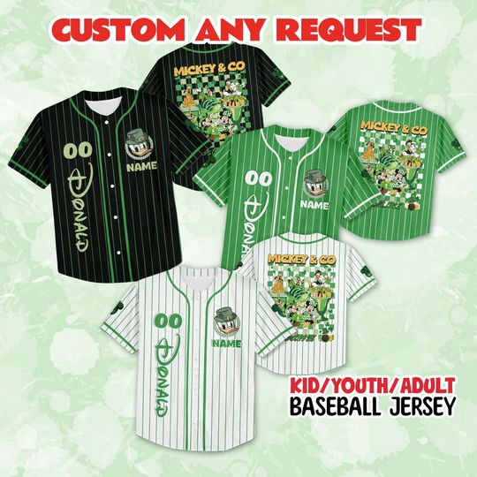 Discover Custom Donald Patrick Day Jersey, Disney St Paddy Day Shirt, Mickey & Friends St Patricks Shamrock, Mickey St Patrick's Day Matching Family