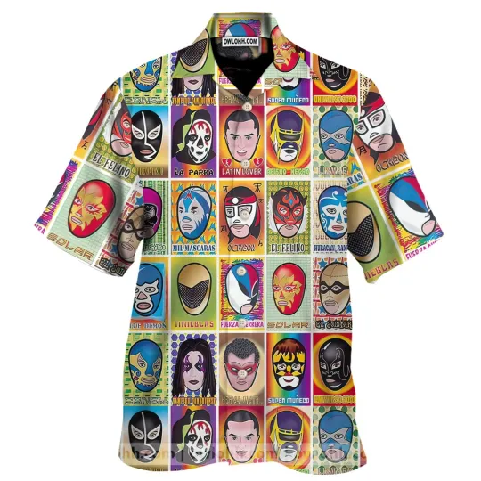 Discover Mexican Wrestling Retro Mask Hawaiian Shirt For Men Women