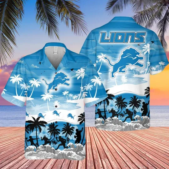 Discover Detroit Lions Sunset Shores Hawaiian Shirt
