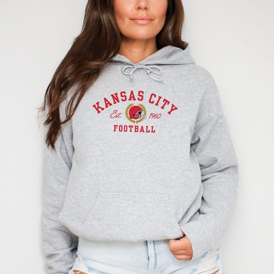 Kansas City Football Hooded Sweatshirt - Game Day Pullover, Retro Kansas City Football Tailgate Hoodie, KC Pride