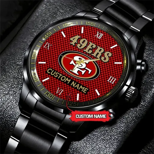 Discover Personalized San Francisco Football Team SF 49erss Black Stainless Steel Watch