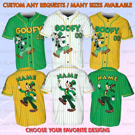 Discover Goofy Dog Lucky Clover Baseball Jersey, Mickey And Friends St Patrick Day Jersey, Goofy Lucky Charm Shirt, Disney 2026 Holiday Shirt