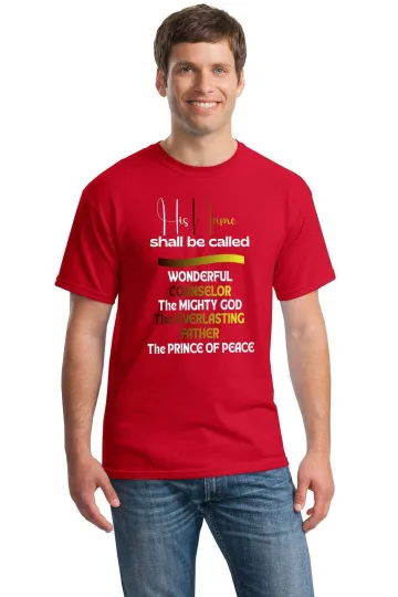 Discover Faith-Based Tee â€“ Isaiah 9:6 His Name Shall Be Called Wonderful Counselor Red
