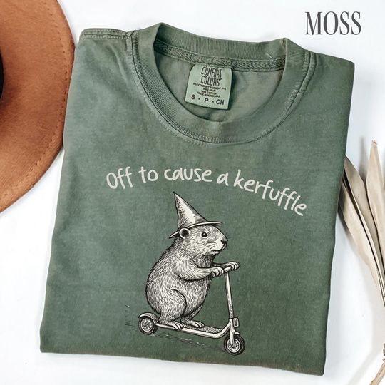 Discover Off To Cause A Kerfuffle Comfort Colors Shirt Funny Groundhog Scooter Tshirt