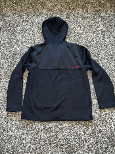 Discover Spyder Mens Sweater Quarter Zip XL Black Waffle Knit Thermal Fleece Lined Hoodie