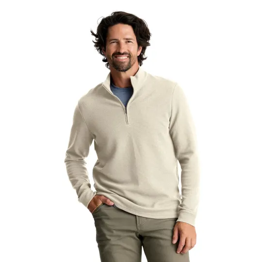 Discover Free Fly Waffle Quarter Zip Men's Sweatshirt, Sandstone, X-Large