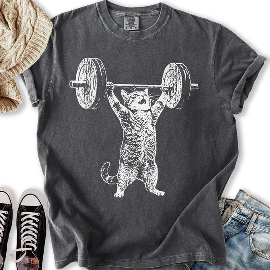 Discover Funny Cat Gym Shirt, Cat Workout T Shirt, Funny Deadlift Cat Meme Shirt
