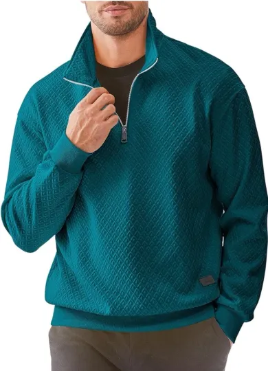 Discover JMIERR Mens Quarter Zip Waffle Sweatshirt Casual Fleece Pullover XL Blue Sapphir