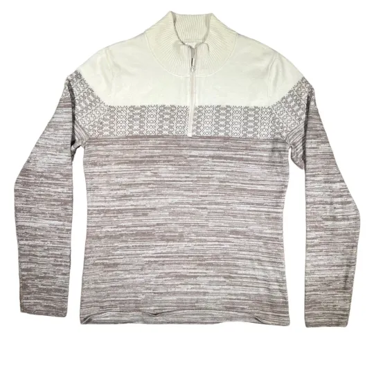 Discover Prana Waffle Knit Hoodie Lightweight Sweatshirt White 1/4 Zip Long Sleeve M