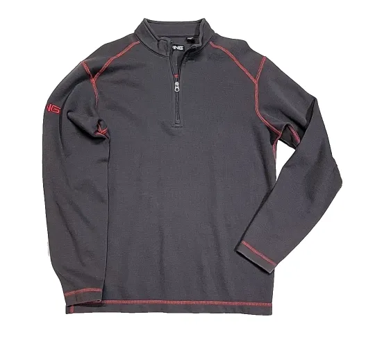 Discover Ping Quarter Zip Waffle Thermal Gray Pullover Sweatshirt Jacket Men's Medium
