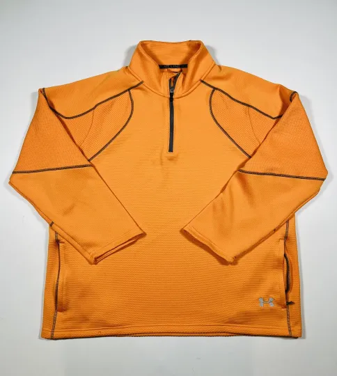 Discover Under Armour Pullover Mens 2XL Orange Quarter Zip AllSeasonGear Waffle Knit Top