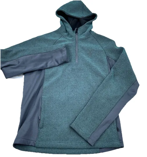 Discover Spyder Hoodie Men Medium Green Gray Pullover Sweater Jacket Thermal Waffle