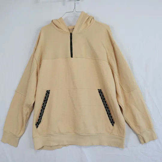 Discover Adidas Hoodie Mens XL 1/4 Zip Pullover Waffle Knit Sweatshirt Gold Long Sleeve