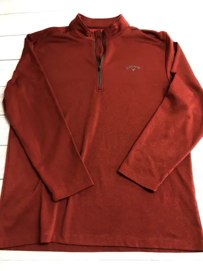 Discover Callaway Pullover Mens 2XL Red Quarter Zip Golf Performance Waffle Fleece Knit