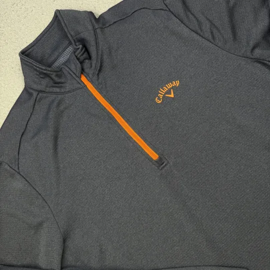 Discover Callaway Pullover Mens Small Blue Quarter Zip Golf Mock Neck Waffle Knit Logo