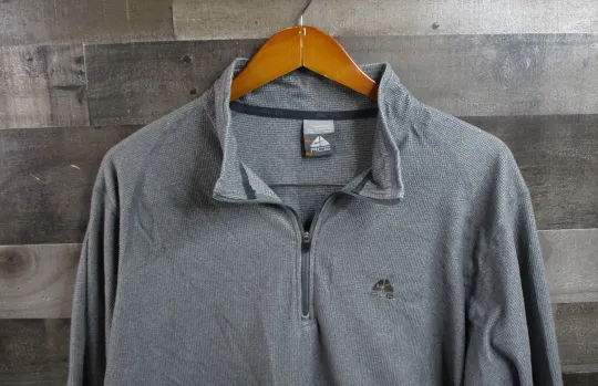 Discover Nike ACG Pullover Mens XL Gray Quarter Zip Waffle Knit Baselayer Sweatshirt