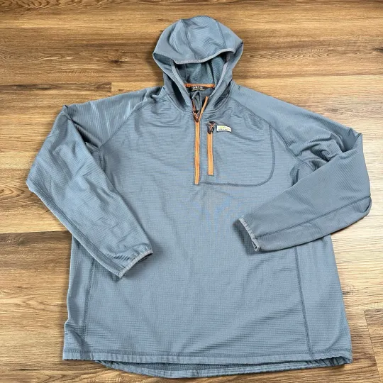 Discover ORVIS Horseshoe Hills Hooded Waffle Knit Fleece 1/4 Zip Pullover Hoodie XL Blue