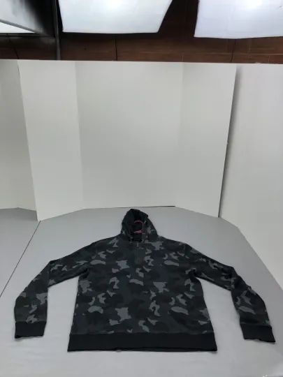 Discover Banana Republic Hoodie Mens Large Black Gray Camouflage Waffle Knit Quarter Zip