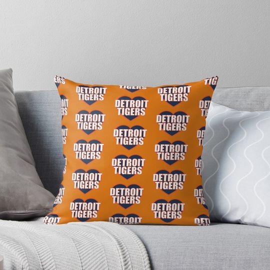 Detroit Tigers Heart Pillow