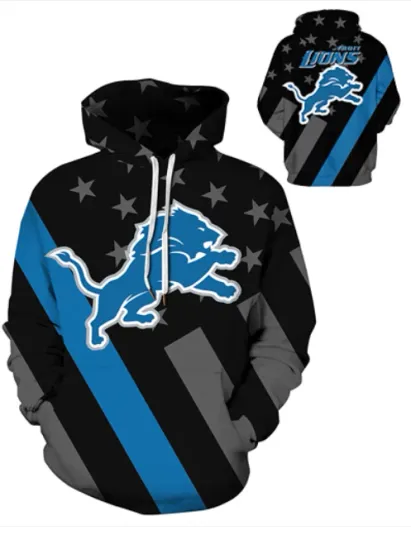 Discover Detroit Lions Large Unisex 3D Hoodie