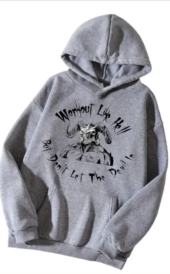 Discover Women's Gray Long Sleeve Hoodie Work Out Like Hell