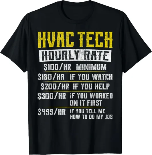 Discover Mens HVAC Technician Hourly Rate Vintage Hvac Funny Novelty Gift T-Shirt