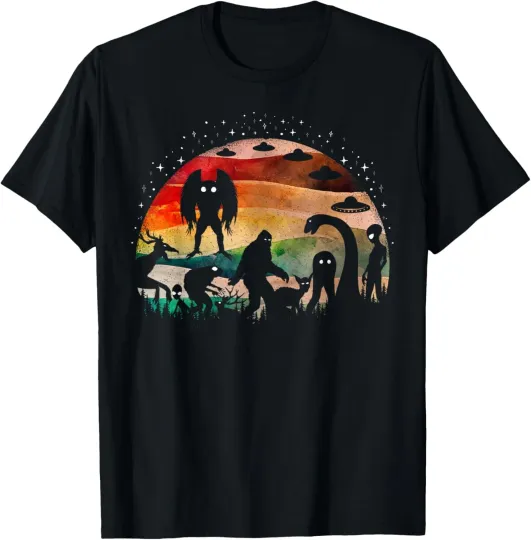 Discover Retro Cryptid Funny Bigfoot Mothman And Aliens Cryptozoology T-Shirt