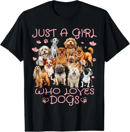 Discover Funny Cute Dog Puppy Lover Just A Girl Who Loves Dogs T-Shirt