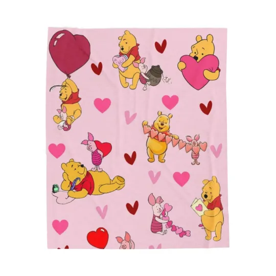 Discover Personalized Disney Winnie The Pooh Hearts Blanket, Gift For Friends, Couple