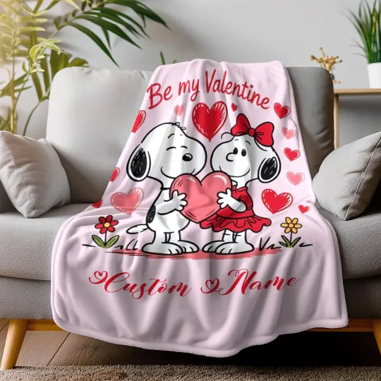 Discover Personalized Disney Cute Snoopy Dog Couple Blanket, Gift For Friends, Couple
