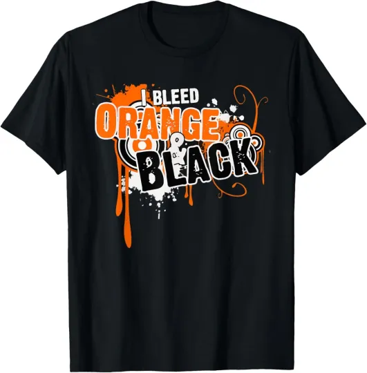 Discover I Bleed Black & Orange Sports Team Game Day T-Shirt