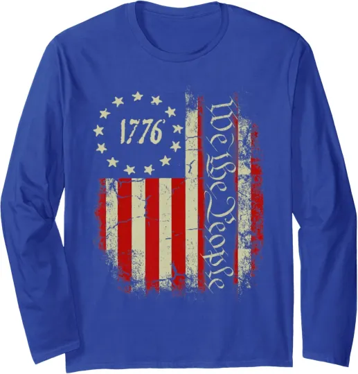 Discover Usa Us Flag Patriotic 4Th Of July American 1776 Long Sleeve Tshirt
