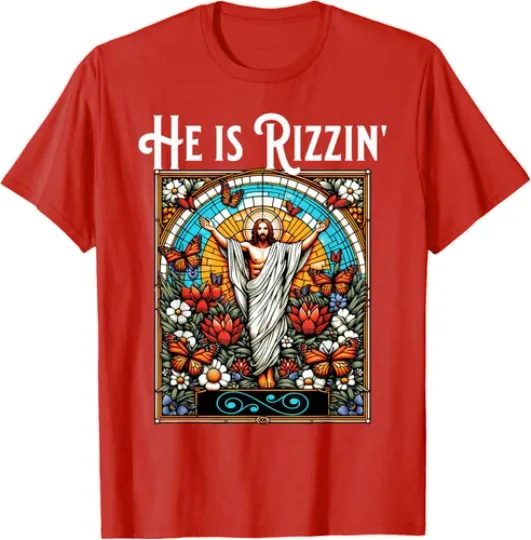 Discover Funny Rizz He Is Rizzin Jesus Cool Colors Present Unisex T-Shirt