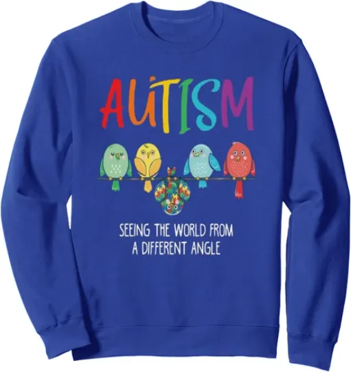 Discover Autism Awareness Cute Owl Color Puzzles Cute Funny Unisex Crewneck Sweatshirt