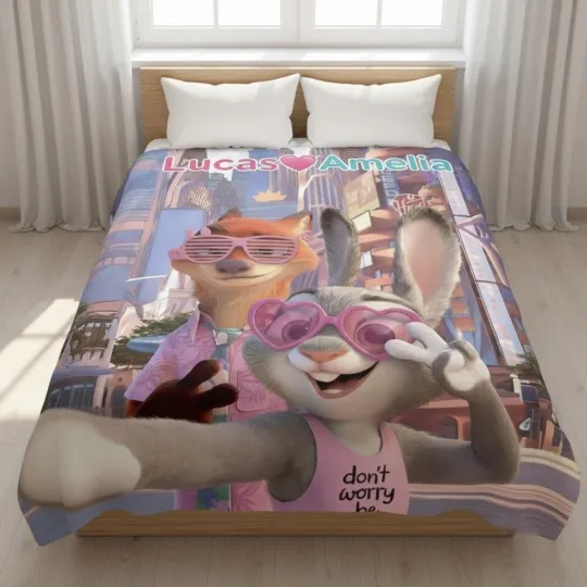 Discover Personalized Disney Love Zootopia Couple Blanket, Gift For Friends, Couple