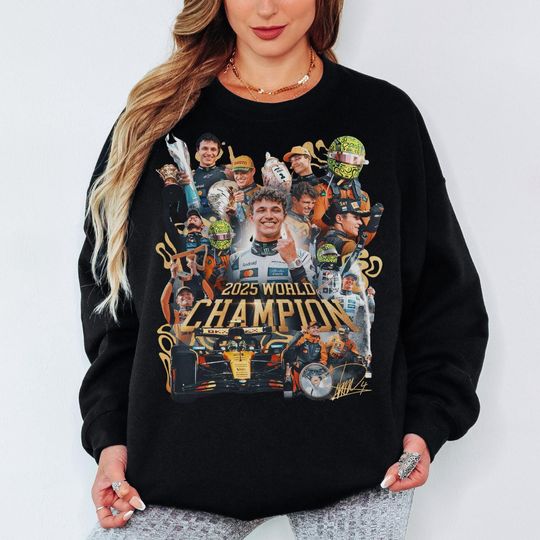 Discover Lando Norris 2025 F1 World Champion Sweatshirt | McLaren World Drivers Champion Sweater | Gift for Lando Norris Fan
