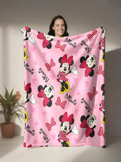 Discover Disney Cute Bow Minnie Mouse Fleece Blanket