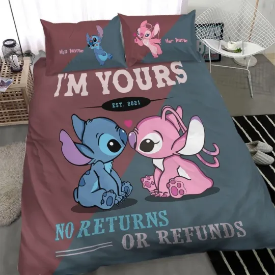 Discover Personalized Valentine I'm Yours No Returns Ohana Couple Bedding Set