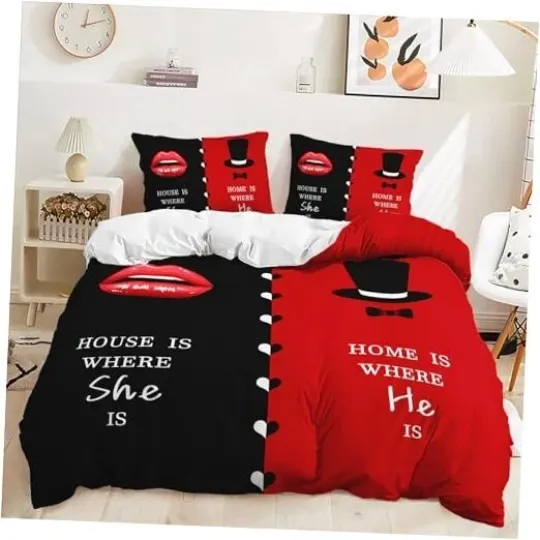 Discover Couple Love Theme Duvet Cover Set Size, 3 Pieces Mr Mrs Love Queen Love30