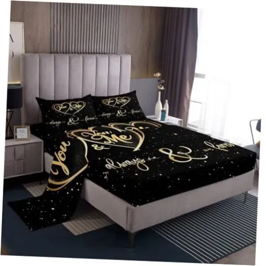 Discover Mr Mrs Bed Sheet Set You and Me Bedding Set for Couple Lover Men Queen Multi 1