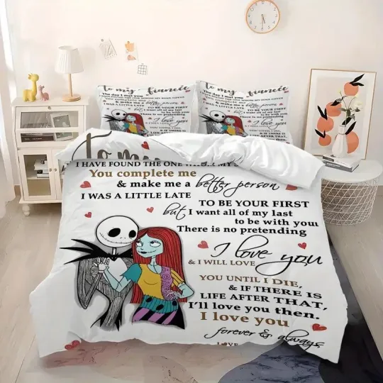 Jack And Sally Love Letter Halloween Nightmare Before Christmas Bedding Set