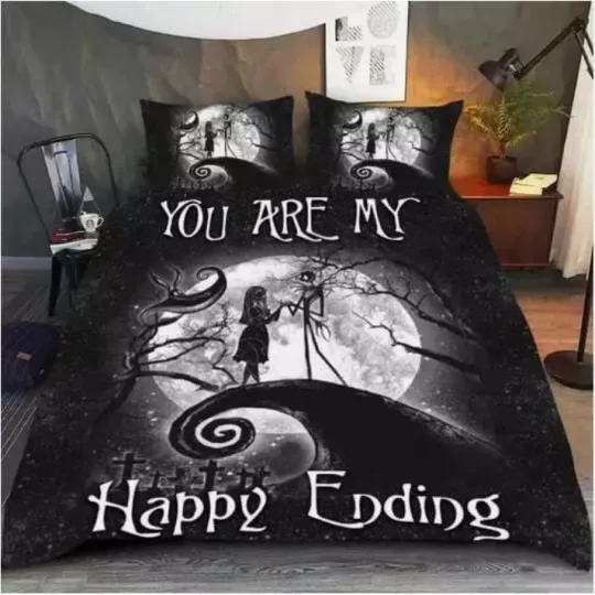 Discover Jack & Sally Couple Nightmare You're My Happy Ending 3D Quilt Bedding Set