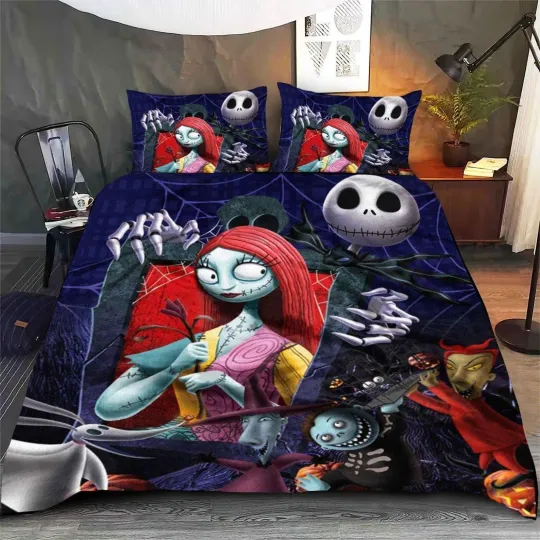 Discover Nightmare Before Christmas Jack And Sally Forever & Lover Halloween Bedding Set