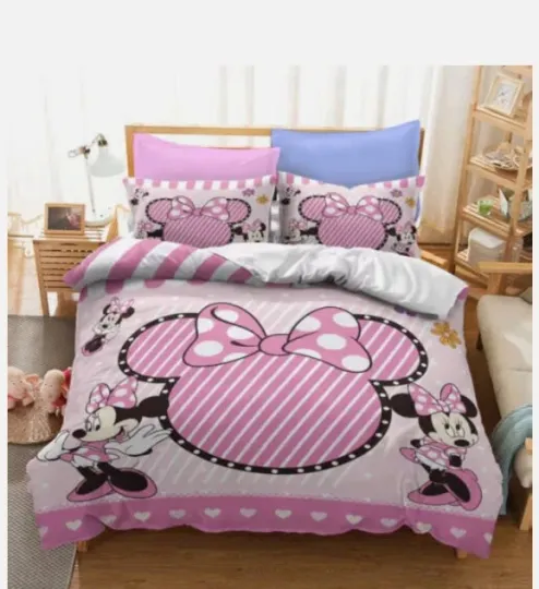 Discover Adorable Minnie Mouse Valentine's Day Gift For Her Minnie 3D Quilt Bedding Set