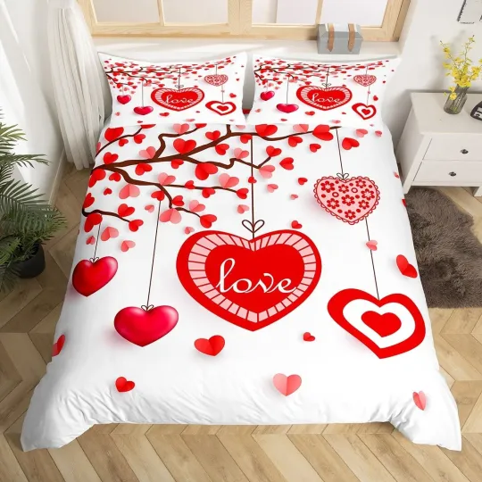 Discover Valentine's Day Bedding Set Queen Size Couple Romantic Comforter Cover Set fo...