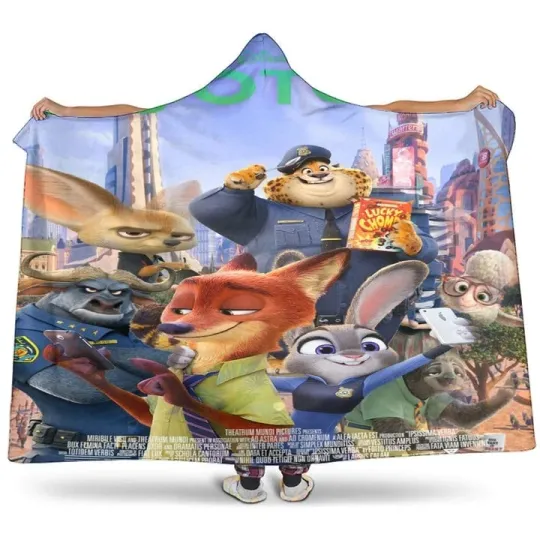 Discover Zootopia Poster Sherpa Hooded Blanket, Disney  Gift Premium Hooded Blanket